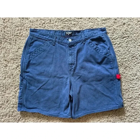 VINTAGE POLO JEANS RALPH LAUREN Carpenter Shorts Mens 38 Denim Blue Y2K 90’s - Picture 1 of 10